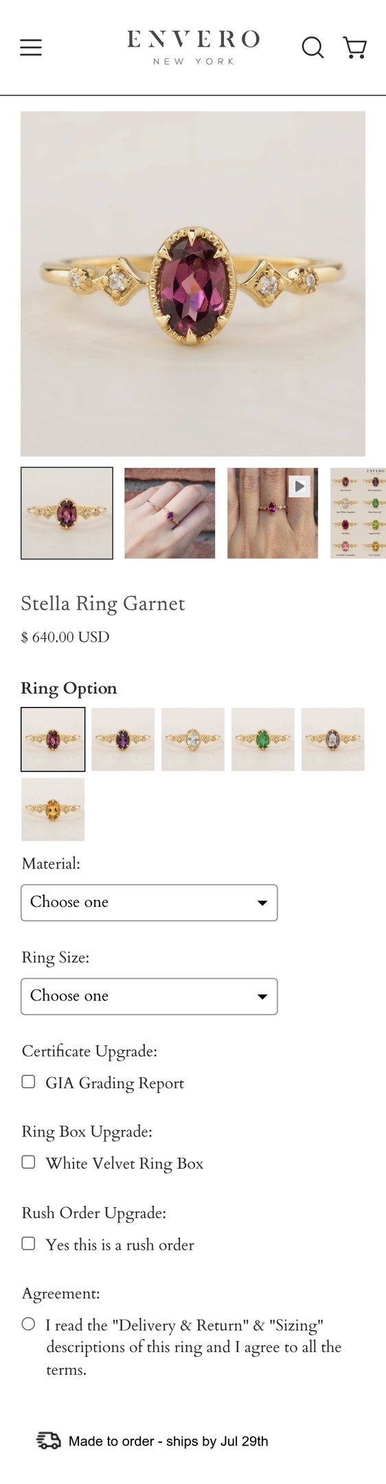 Stella Ring Garnet — Jewelry PDP Inspiration