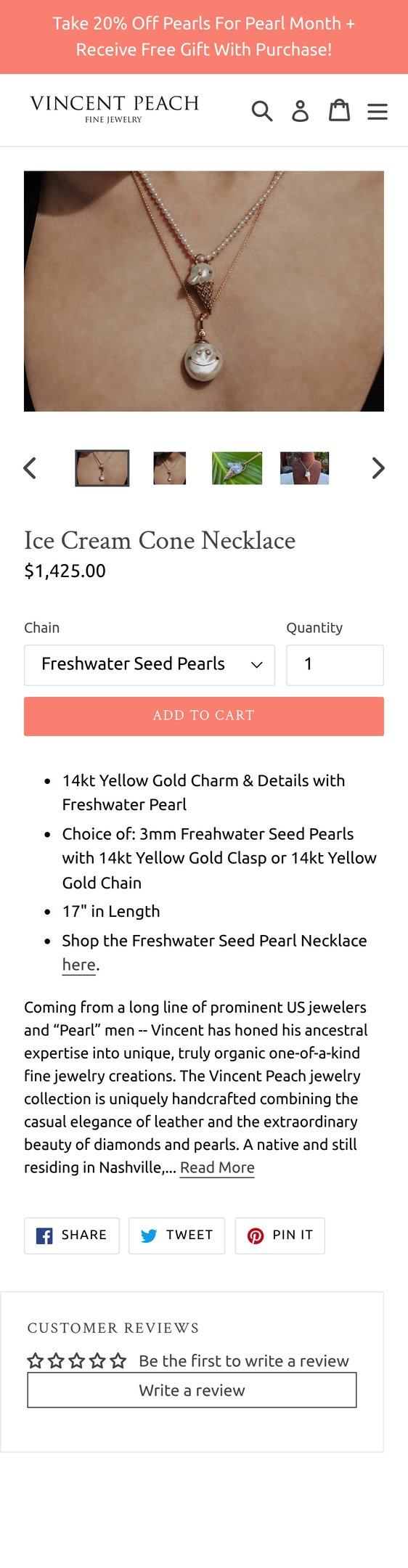 Ice Cream Cone Necklace | Vincent Peach Fine Jewelry — Jewelry PDP Inspiration