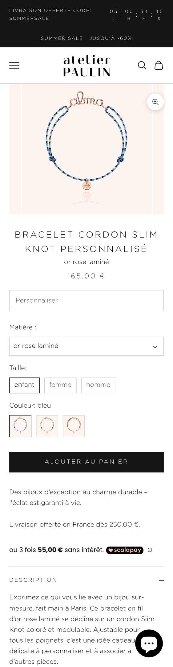 Bracelet Cordon Slim Knot Personnalisé - or rose laminé — Jewelry PDP Inspiration