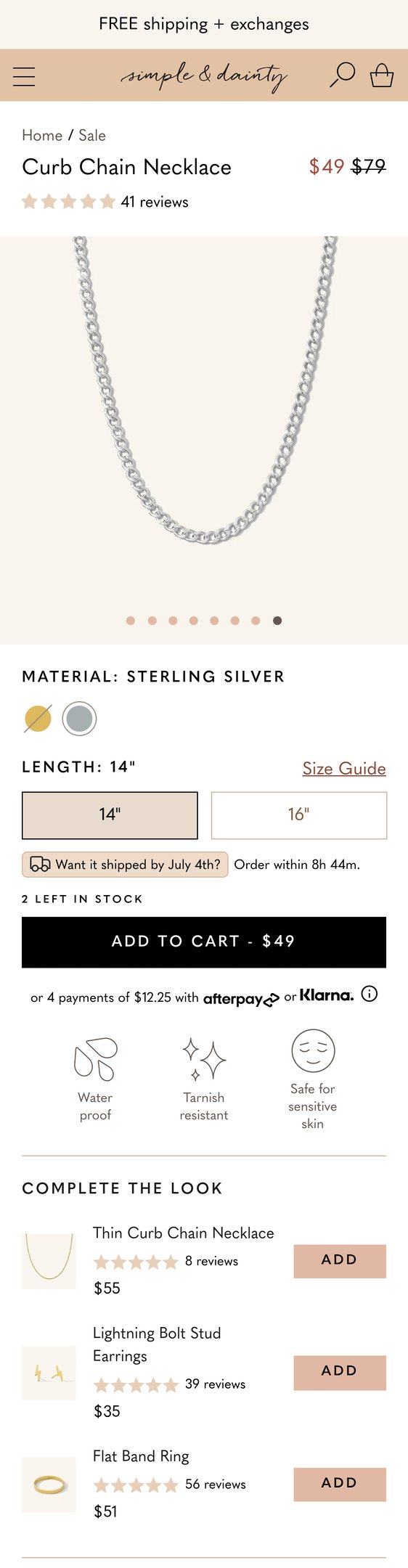 Curb Chain Necklace — Jewelry PDP Inspiration