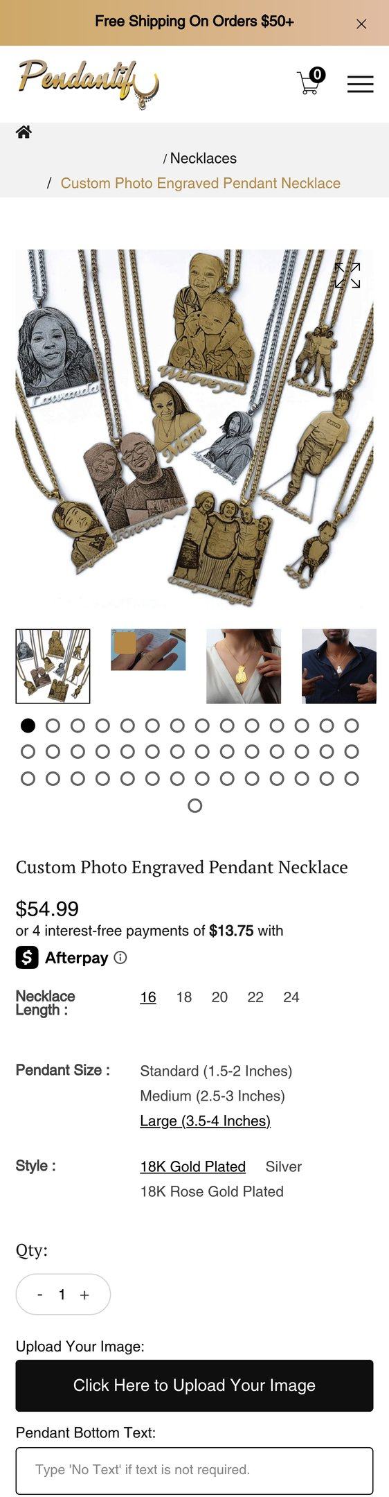 Custom Photo Engraved Pendant Necklace — Jewelry PDP Inspiration