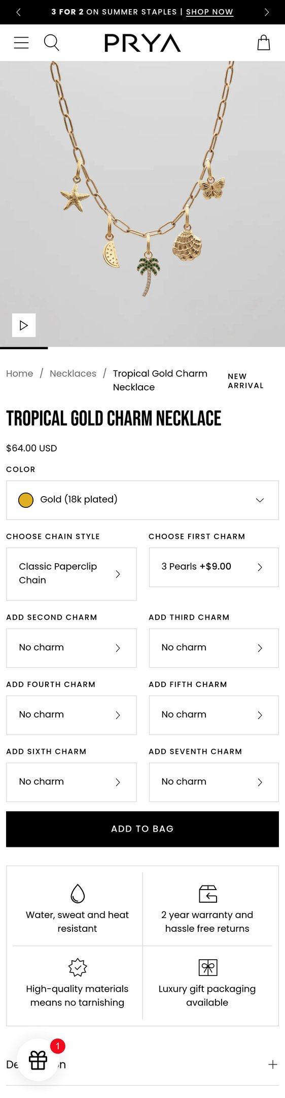 Gold Charm Necklace | Personalised Pendant Chain — Jewelry PDP Inspiration