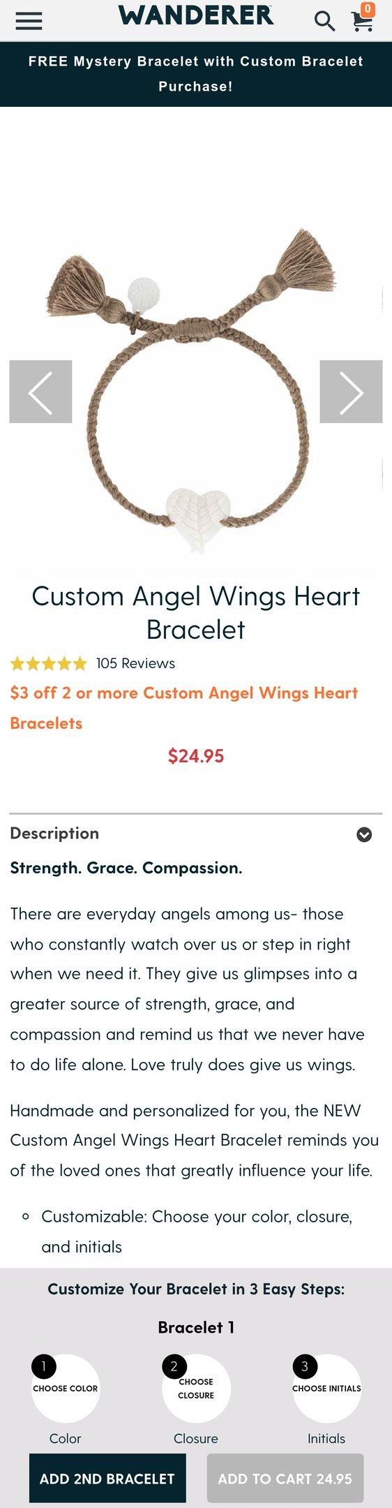 Custom Angel Wings Heart Bracelet — Jewelry PDP Inspiration