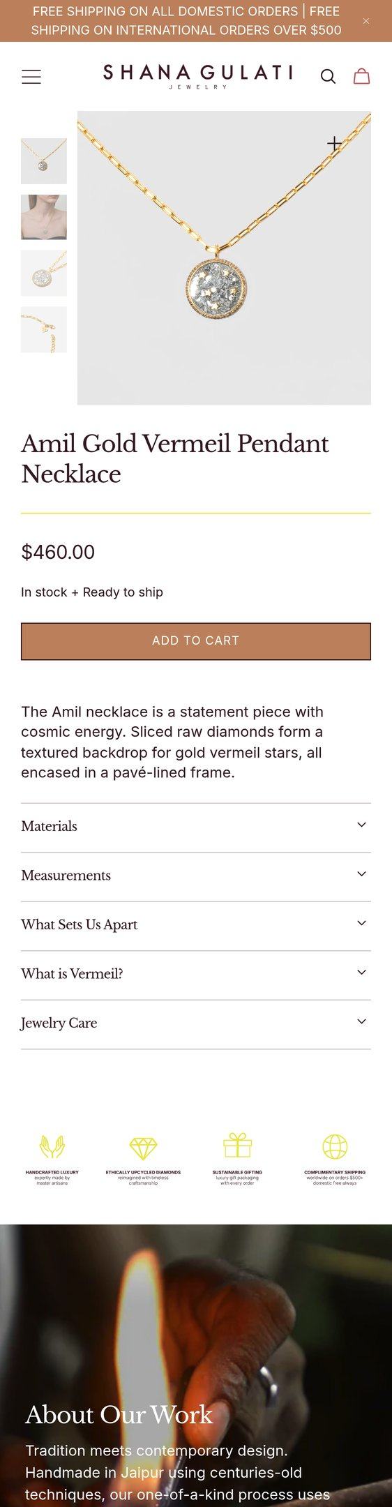 Amil Gold Vermeil Pendant Necklace — Jewelry PDP Inspiration