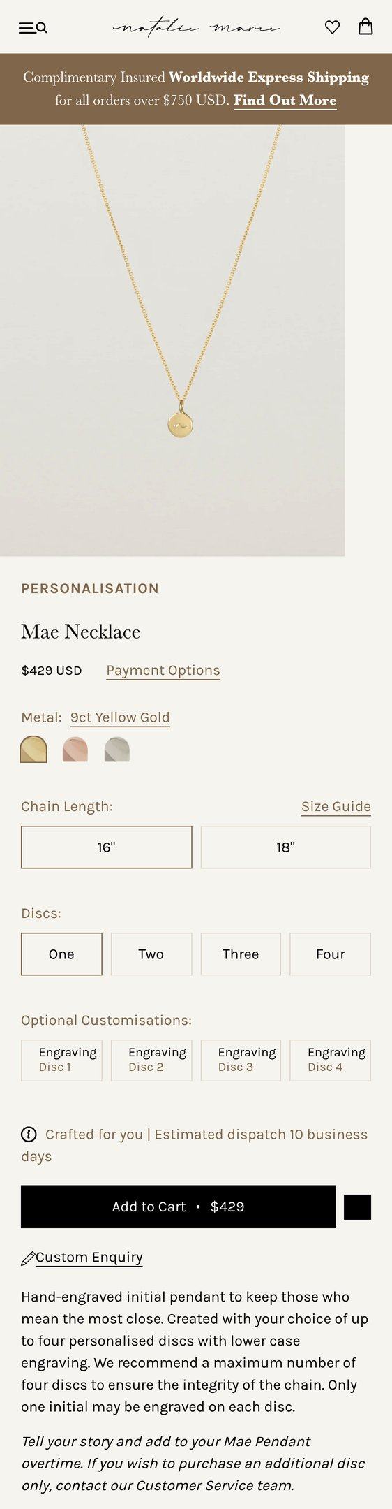 Mae Necklace — Jewelry PDP Inspiration