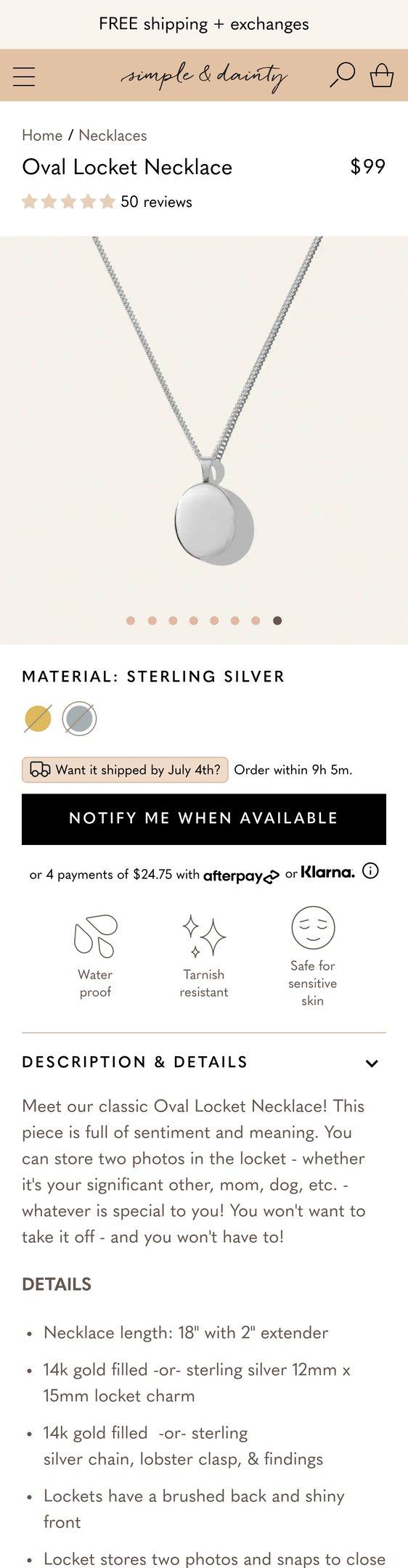 Oval Locket Necklace — Jewelry PDP Inspiration