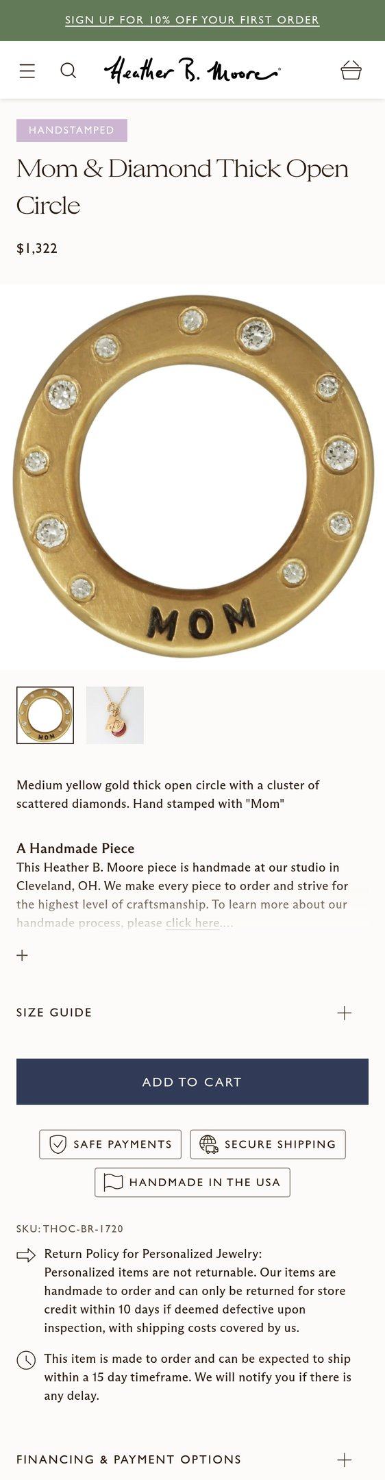 Mom & Diamond Thick Open Circle — Jewelry PDP Inspiration