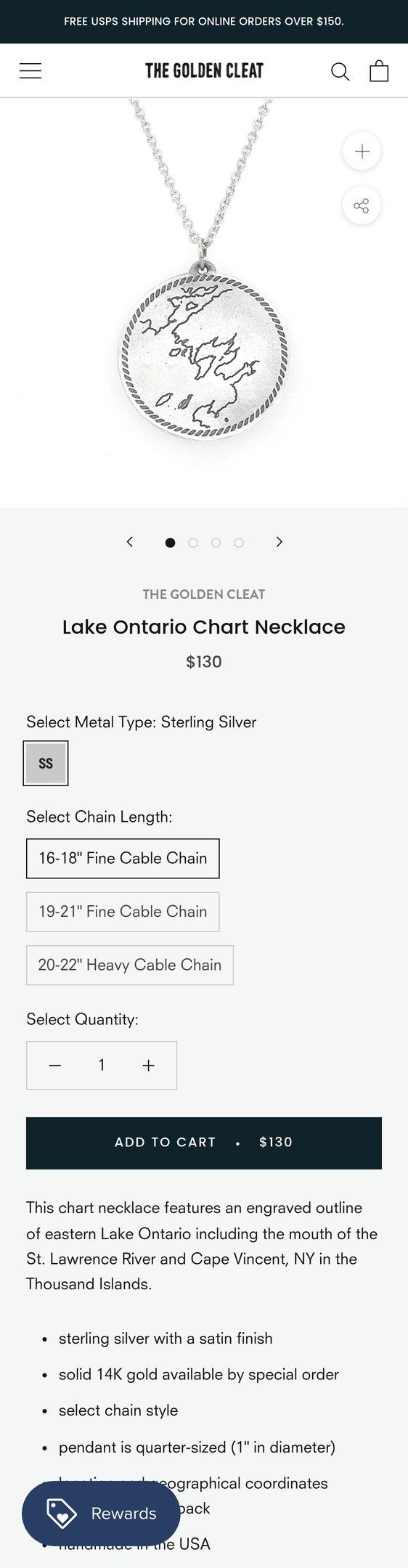 Lake Ontario Chart Necklace — Jewelry PDP Inspiration