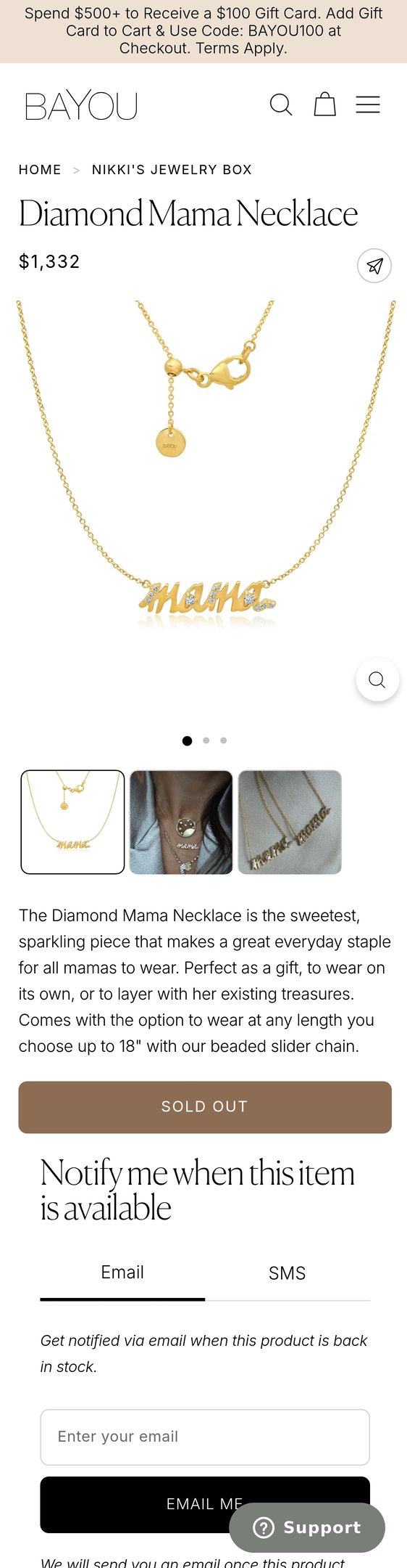 Diamond Mama Necklace — Jewelry PDP Inspiration