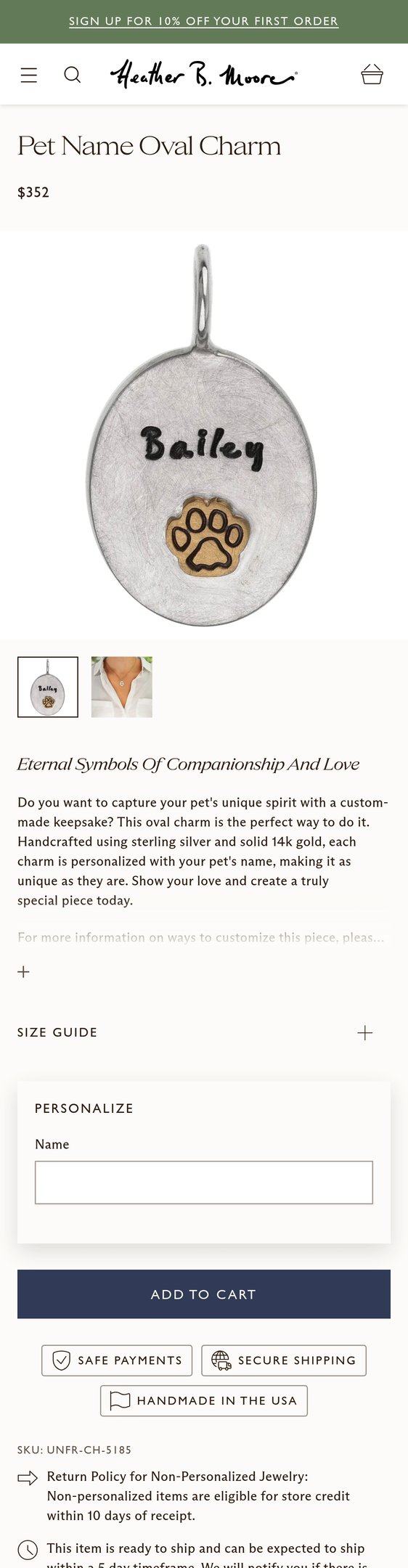 Pet Name Oval Charm — Jewelry PDP Inspiration