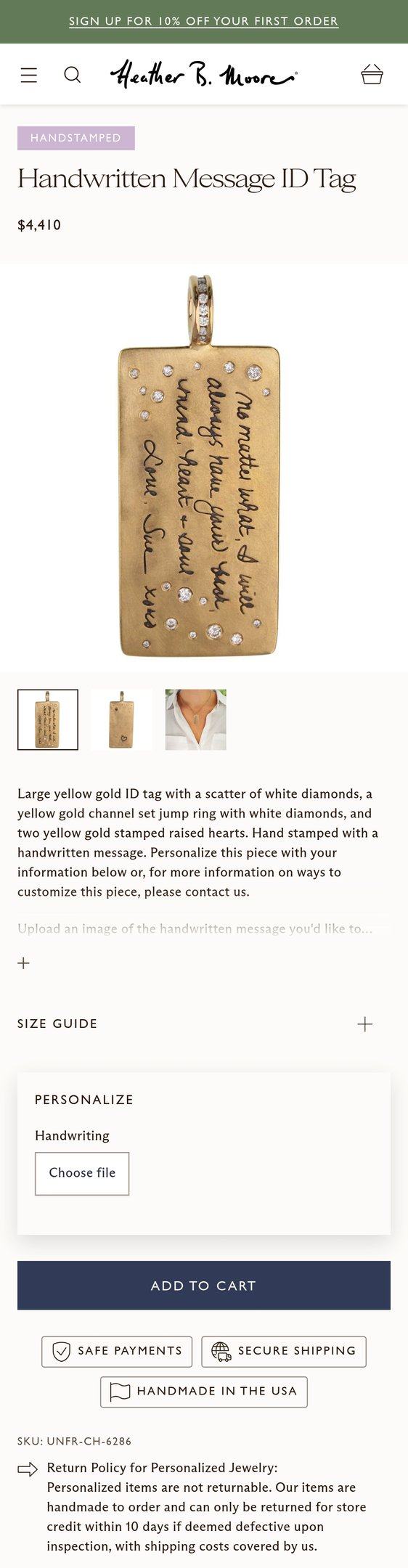 Handwritten Message ID Tag — Jewelry PDP Inspiration