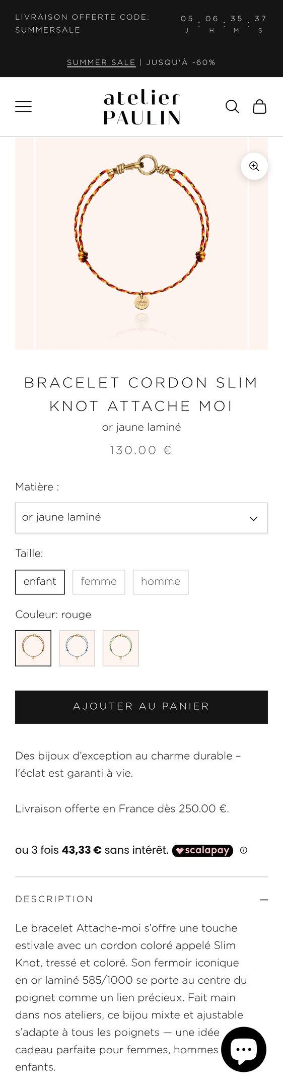 Bracelet Cordon Slim Knot Attache moi - or jaune laminé — Jewelry PDP Inspiration