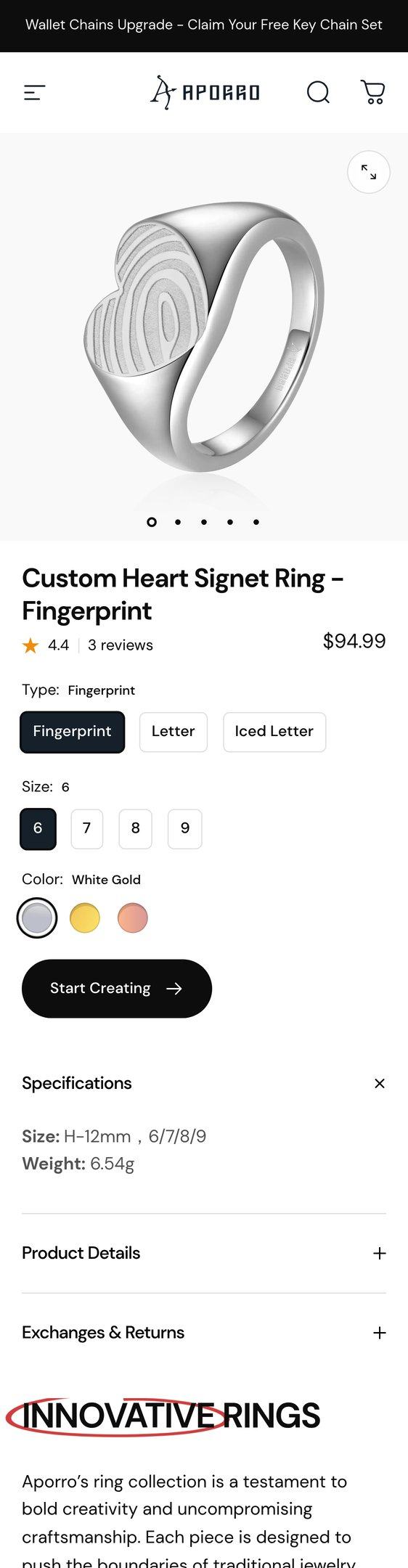 Custom Heart Signet Ring - Fingerprint — Jewelry PDP Inspiration