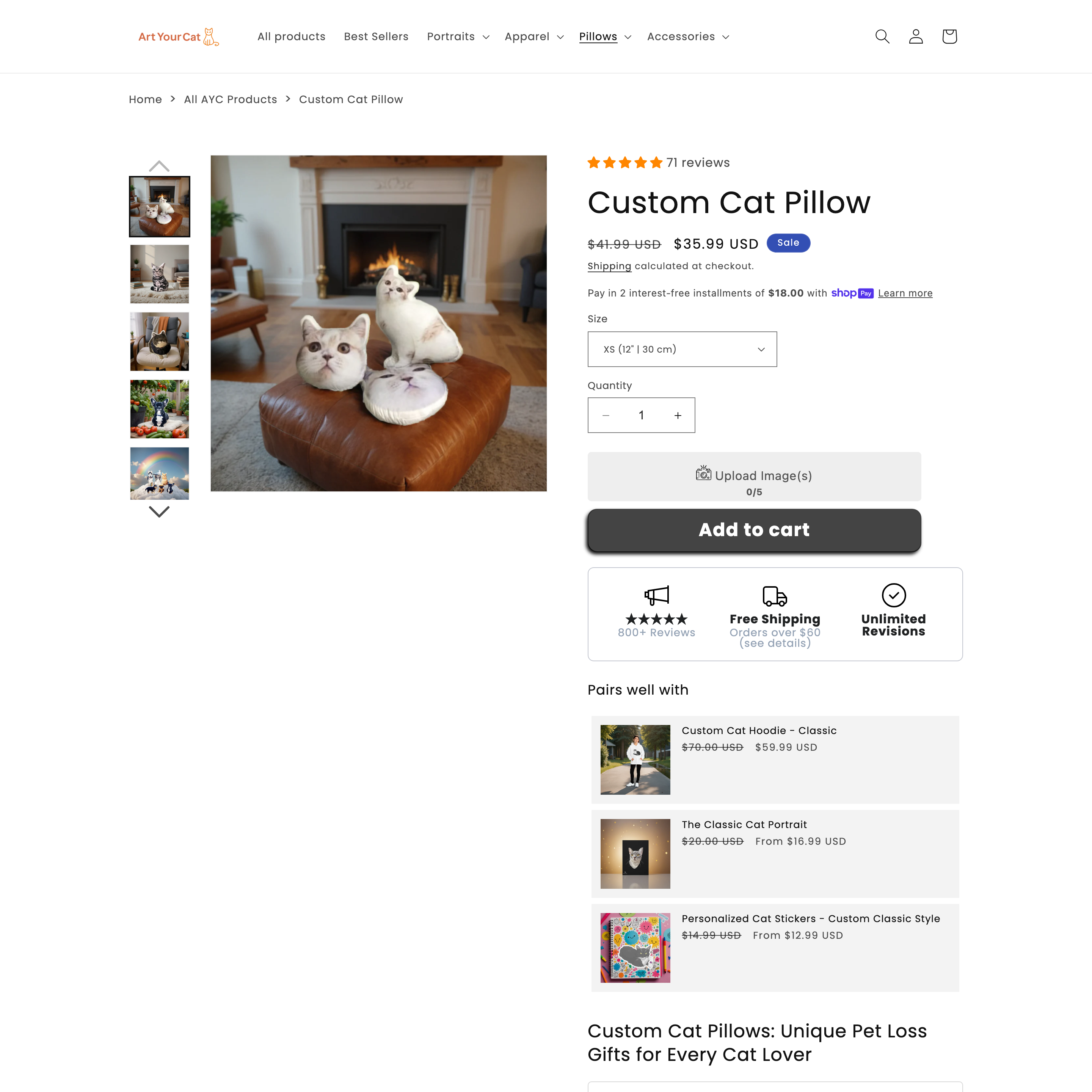 Art Your Cat Shopify store product customization example — pet with animals and custom-print