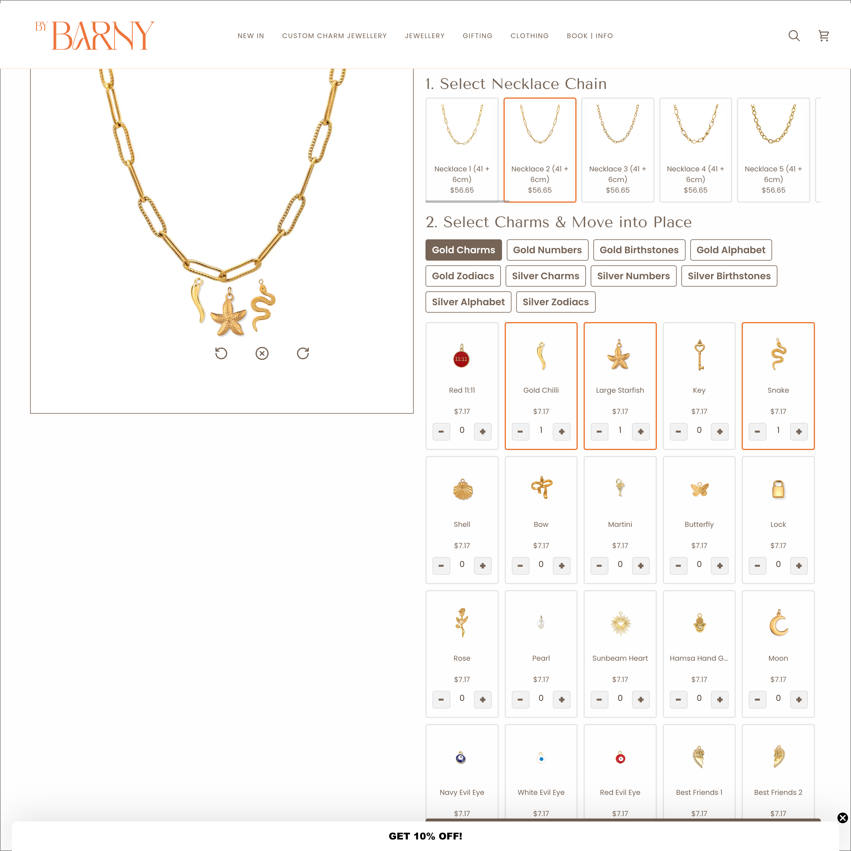 By Barny Shopify store product customization example — jewelry with accessories and jewelry