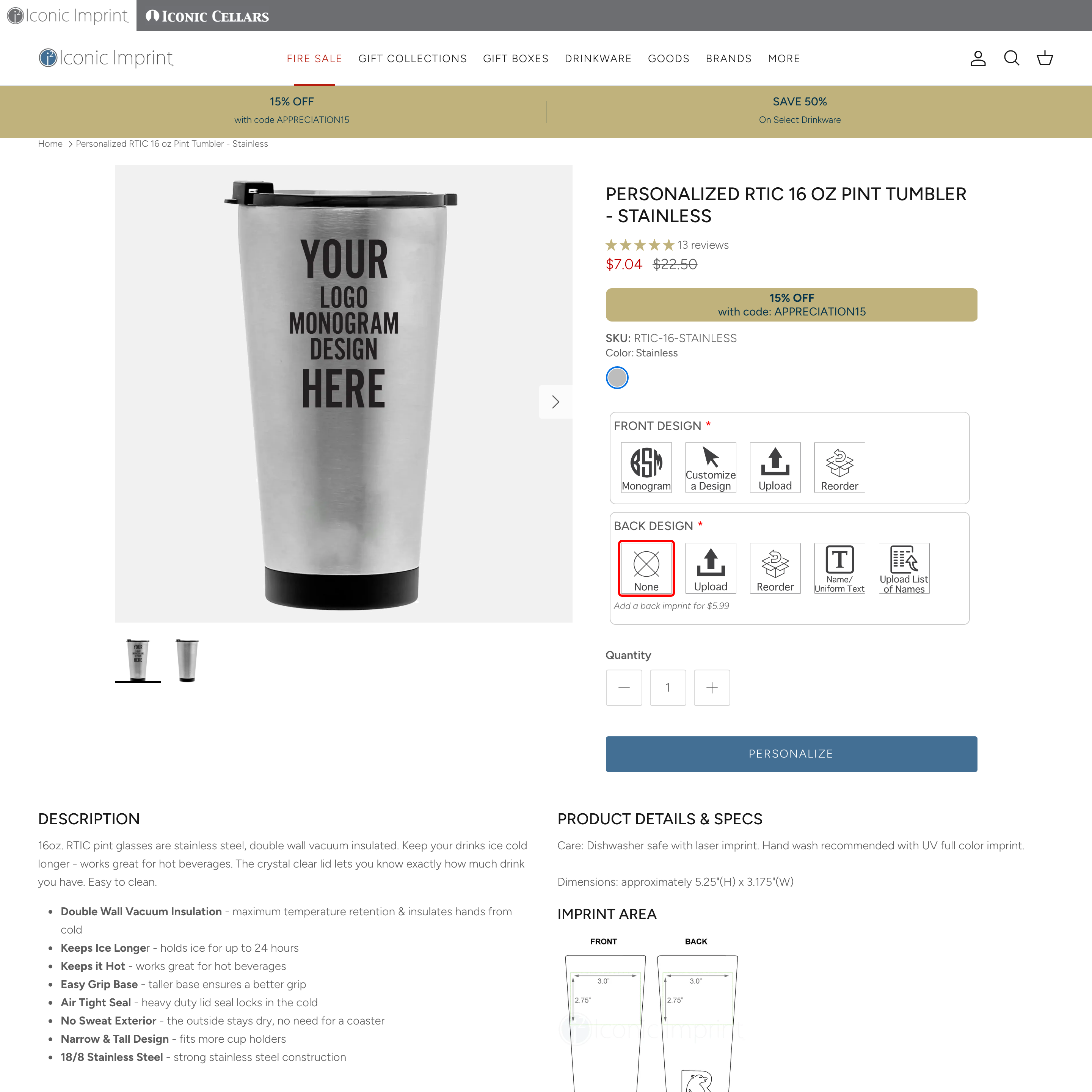 Iconic Imprint Shopify store product customization example — gifts & occasions with custom-print and engraving