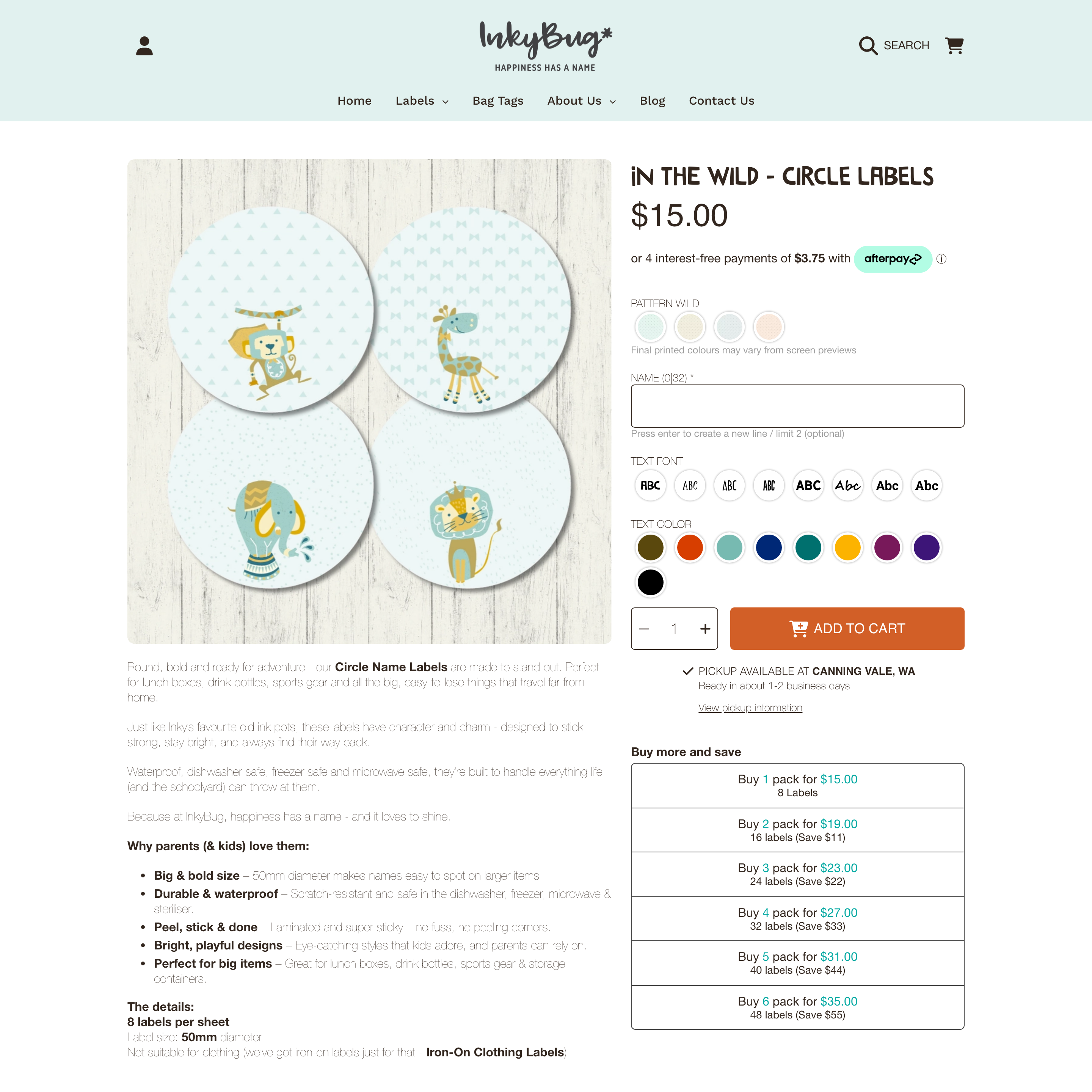 InkyBug Shopify store product customization example — gifts & occasions with gifts and personalized