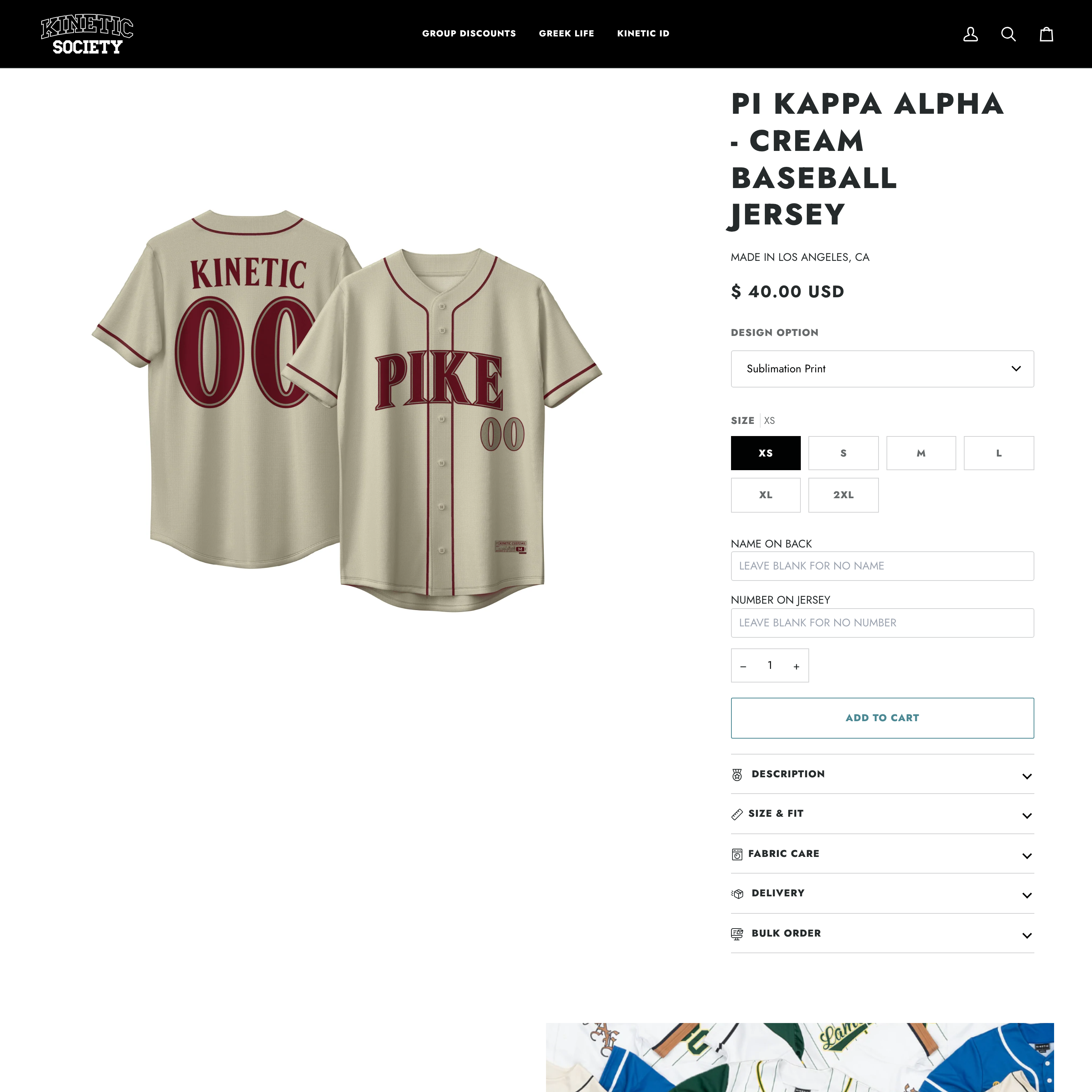 Kinetic Society LLC Shopify store product customization example — apparel with active and apparel