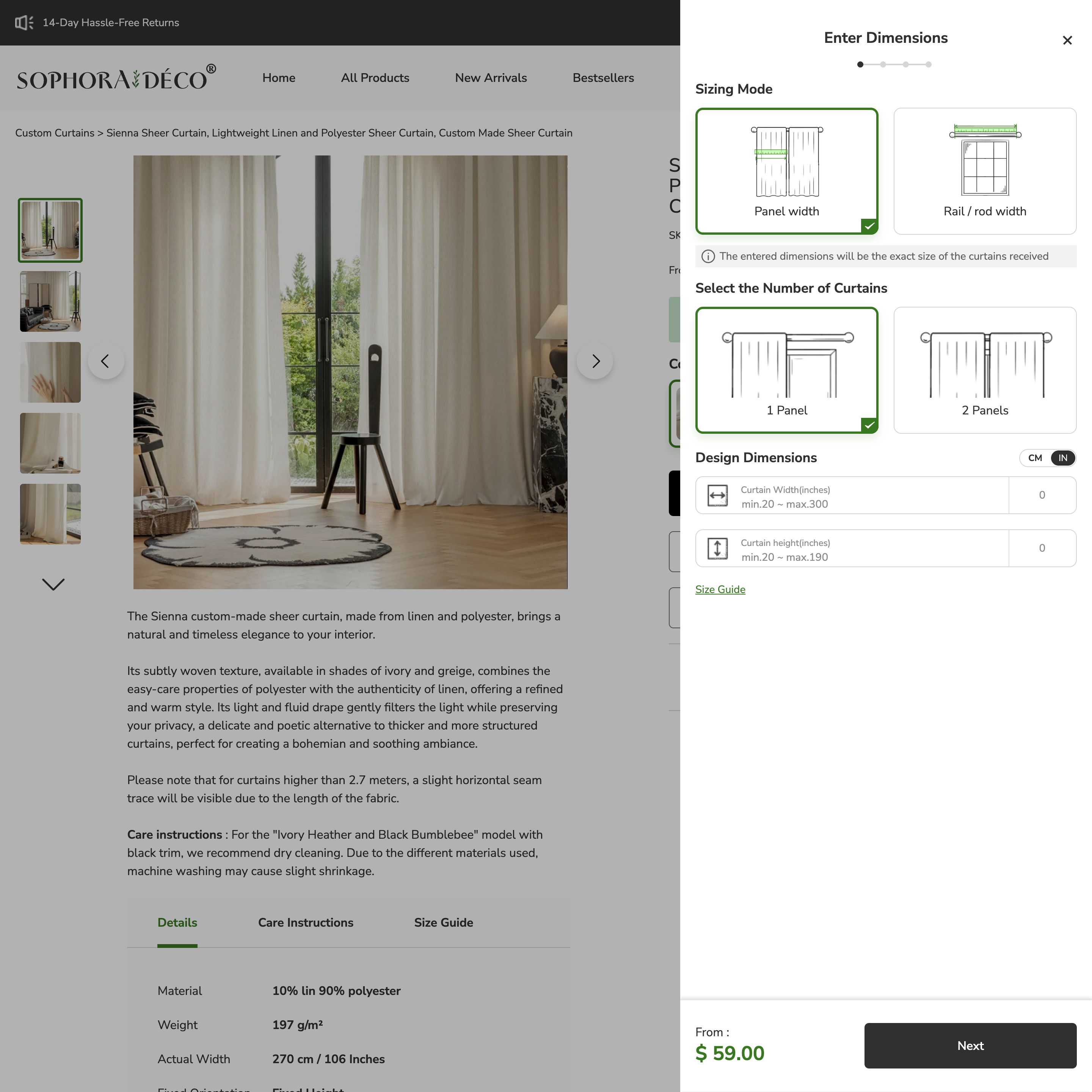 Sophora Déco Shopify store product customization example — home decor with color-custom and decor