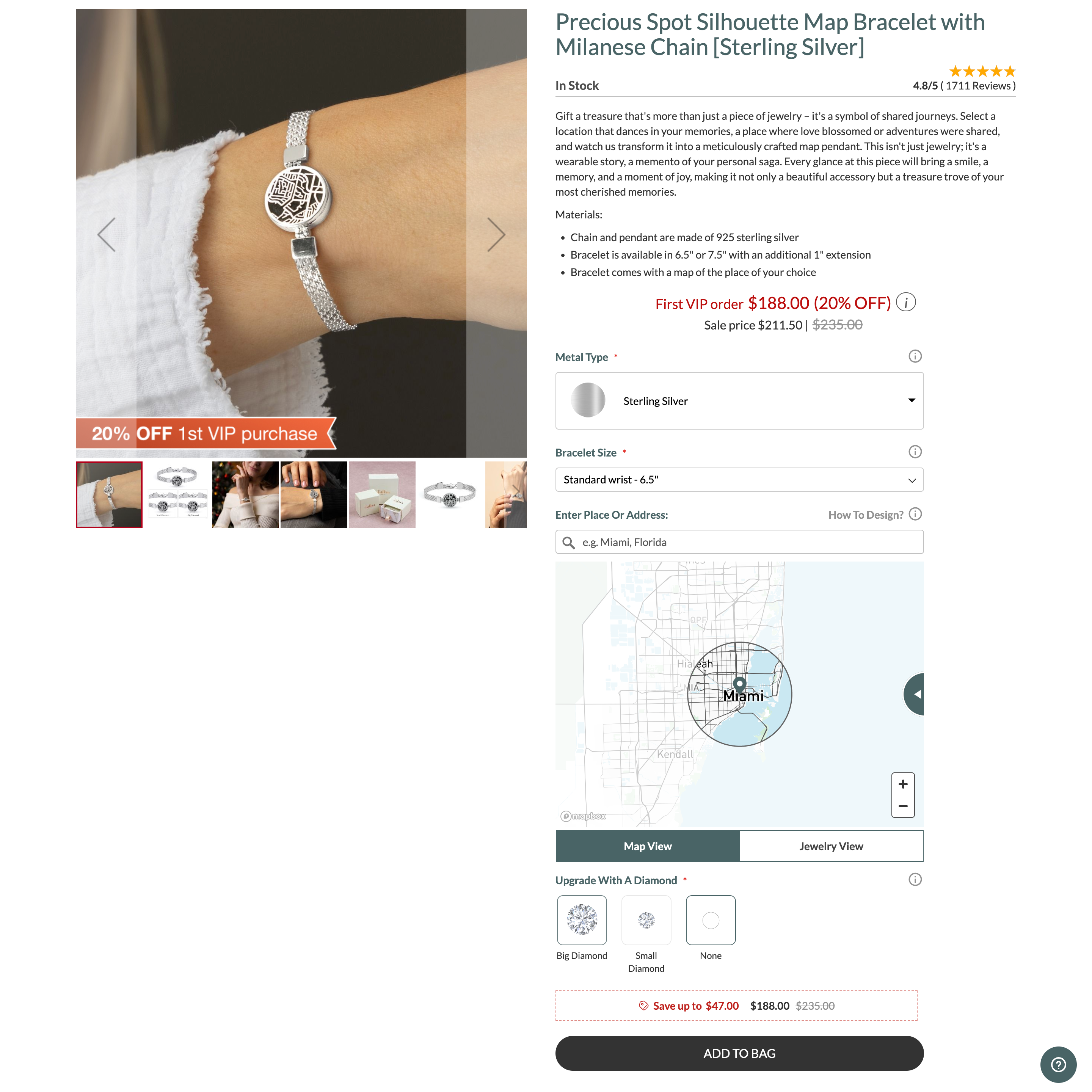 Talisa Shopify store product customization example — jewelry with accessories and color-custom