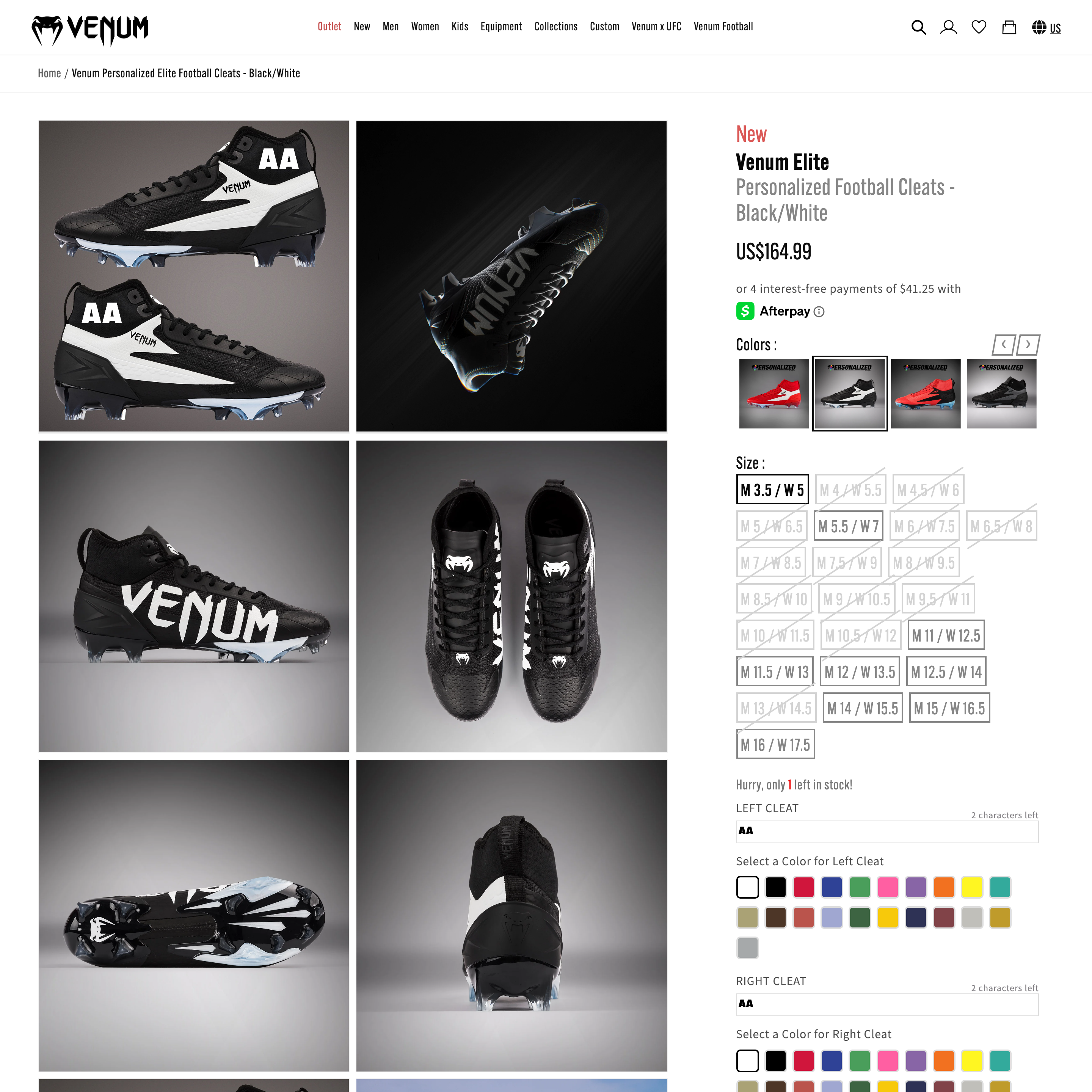 Venum Shopify store product customization example — apparel with apparel and clothing