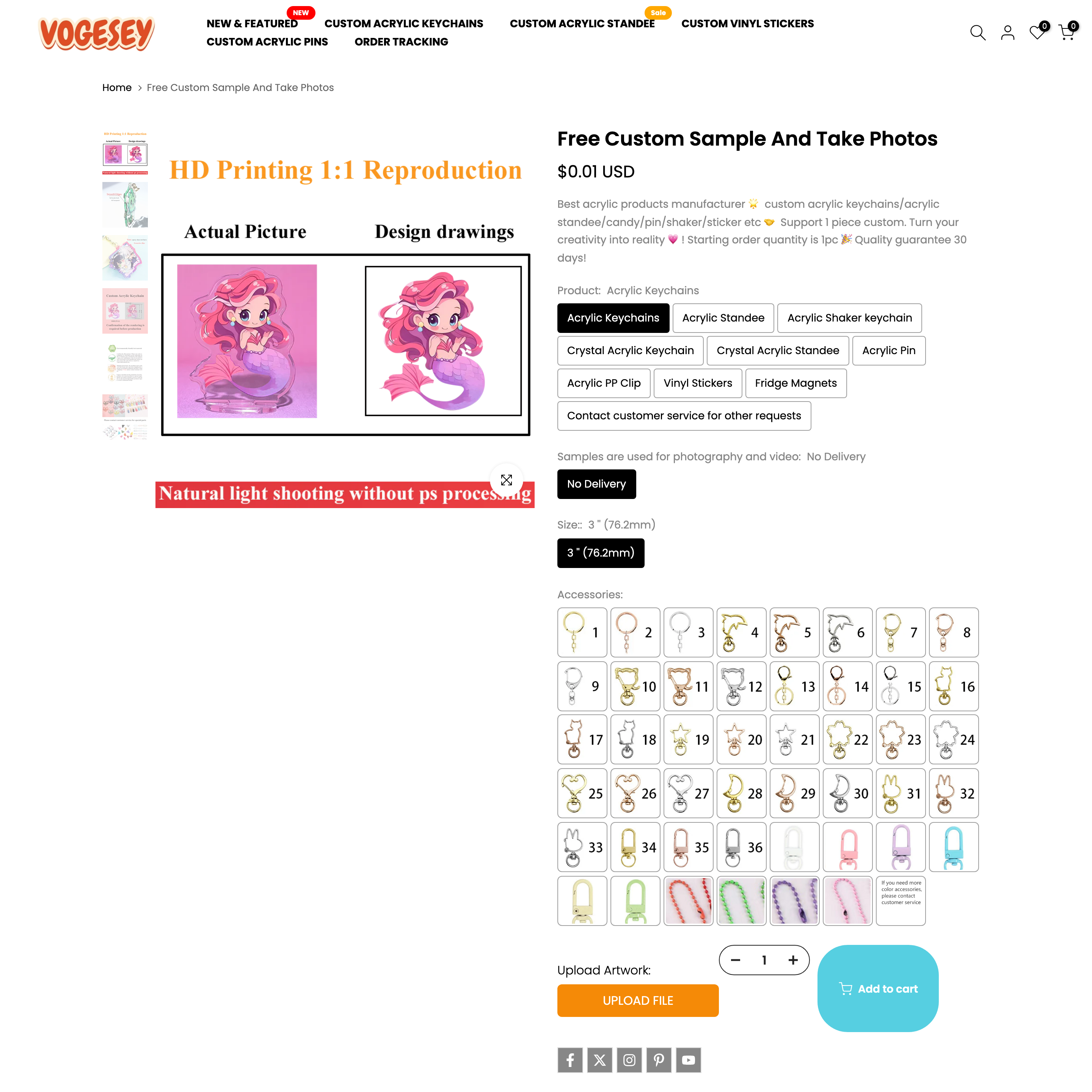 Vogesey Shopify store product customization example — gifts & occasions with custom-print and gifts