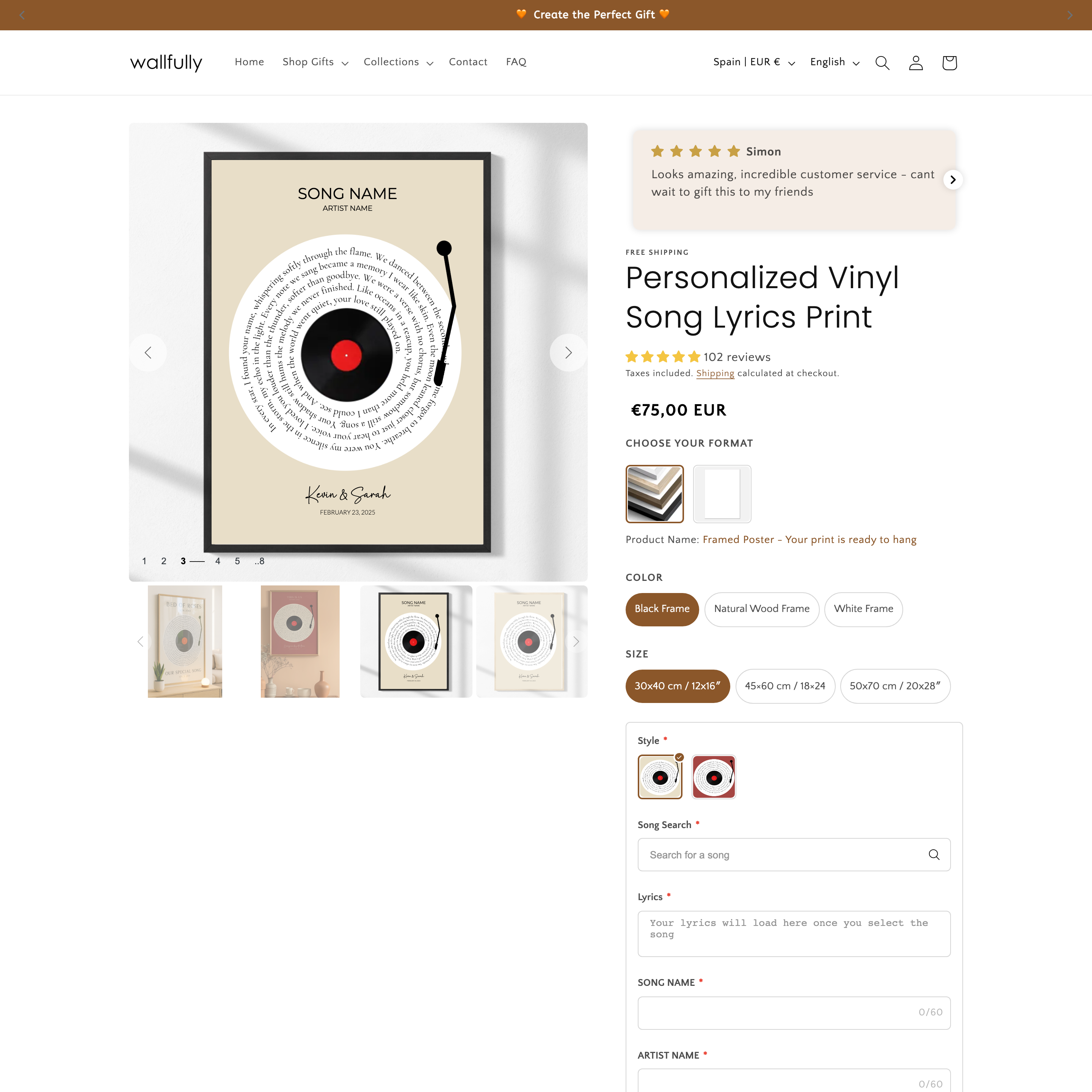 Wallfully Shopify store product customization example — home decor with decor and home
