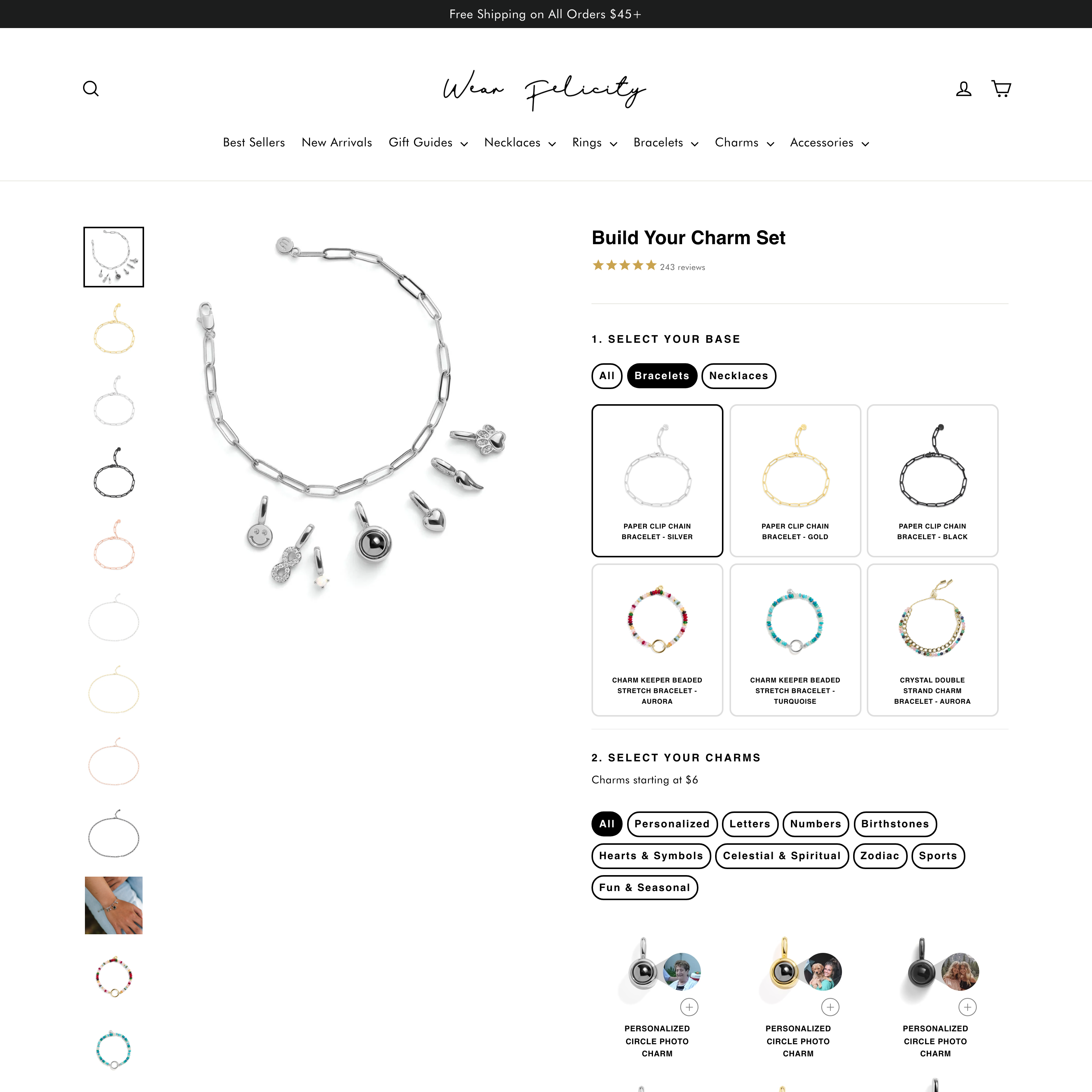 Wear Felicity Shopify store product customization example — jewelry with accessories and color-custom
