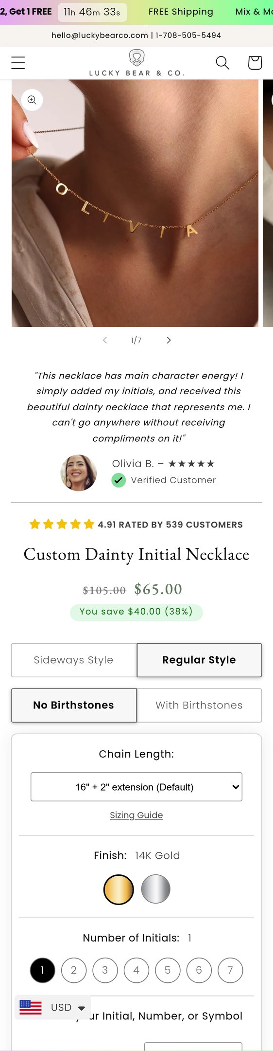 Custom Dainty Initial Necklace
