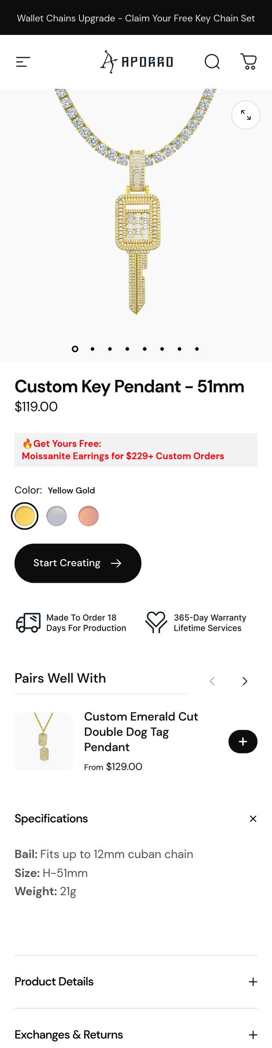 Custom Key Pendant - 51mm