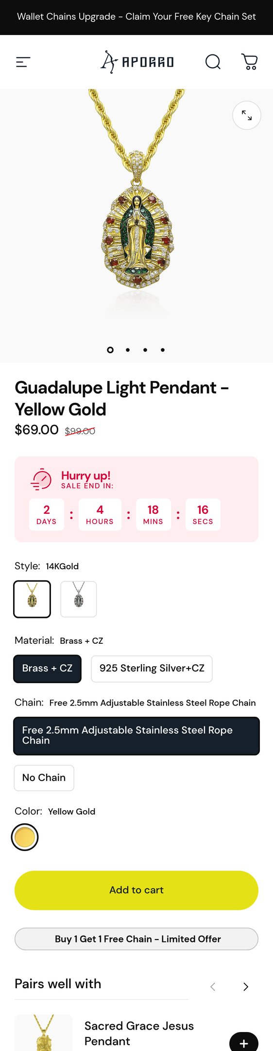 Guadalupe Light Pendant - Yellow Gold