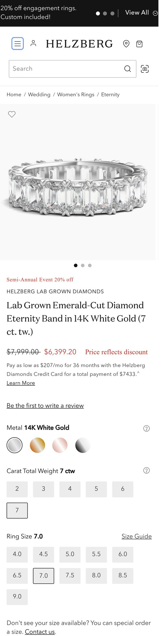 Helzberg Lab Grown Diamonds Lab Grown Emerald-Cut Diamond Eternity Band