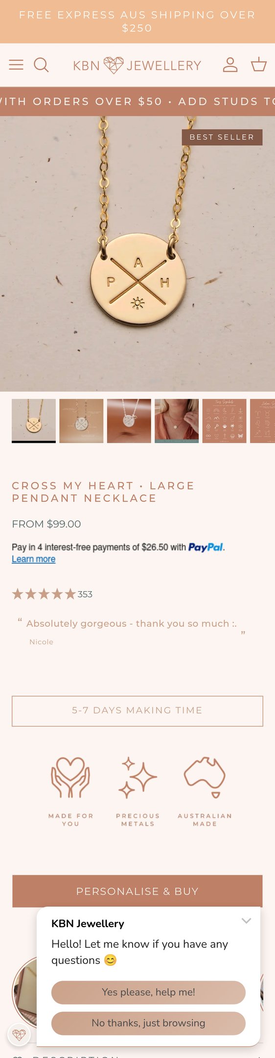 Cross My Heart • Large Pendant Necklace