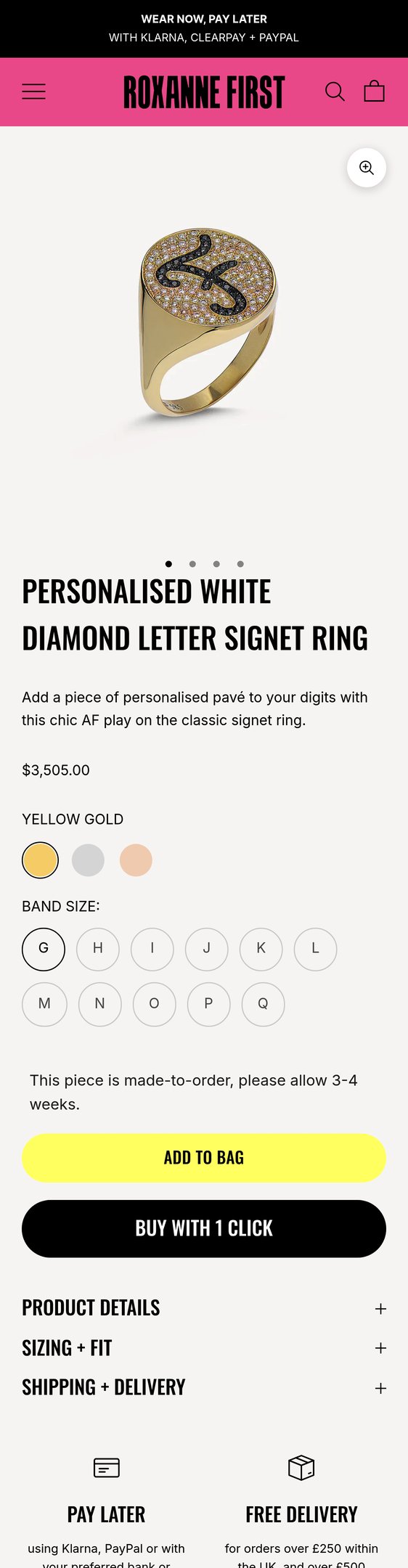 Personalised White Diamond Letter Signet Ring