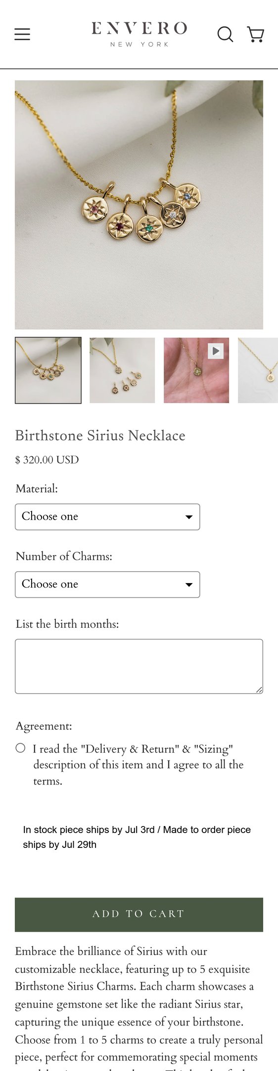 Birthstone Sirius Necklace