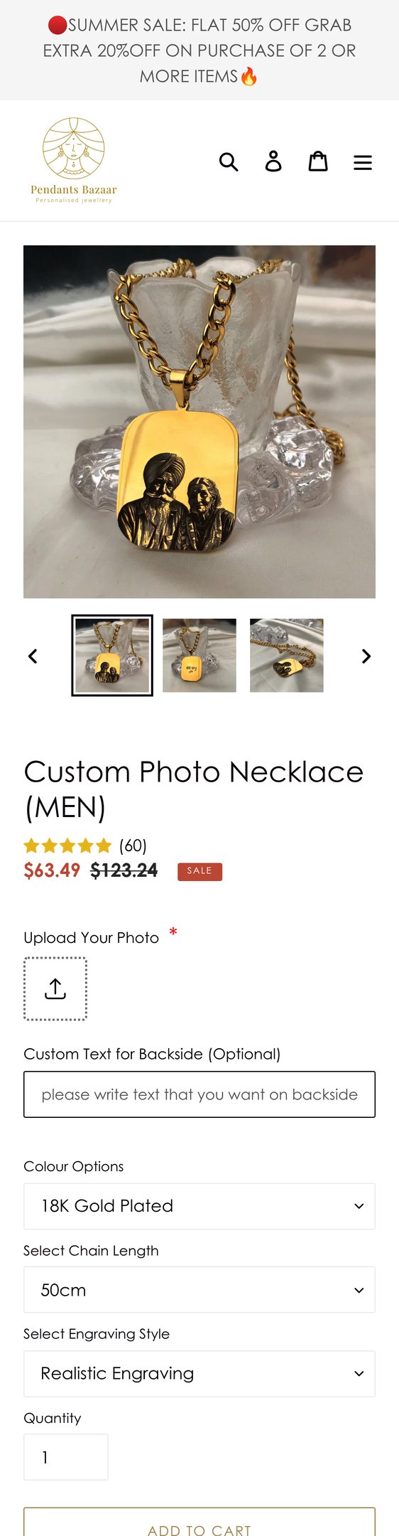 Custom Photo Necklace (MEN)