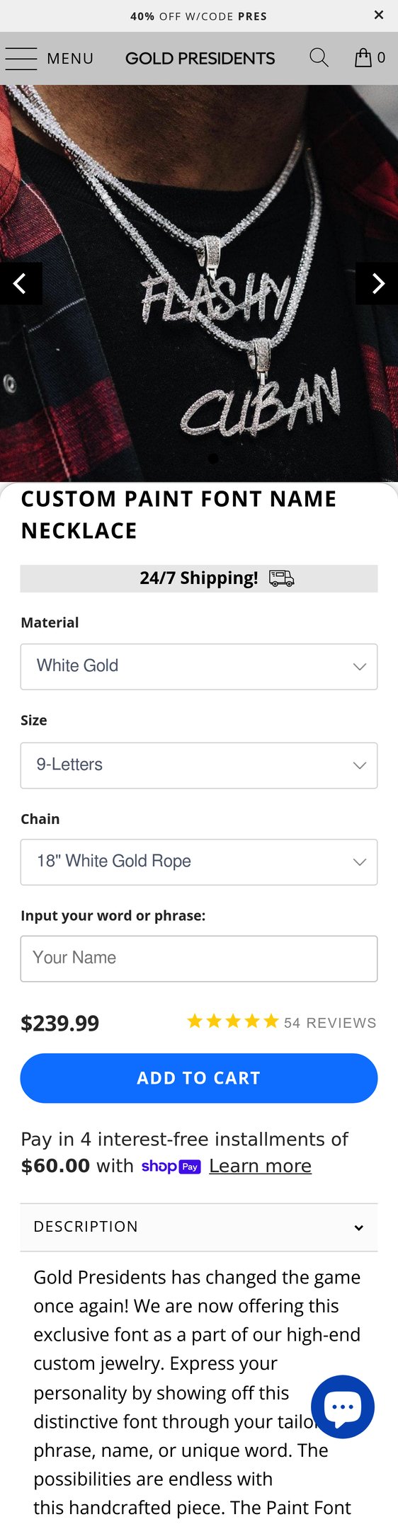 Custom Paint Font Name Necklace