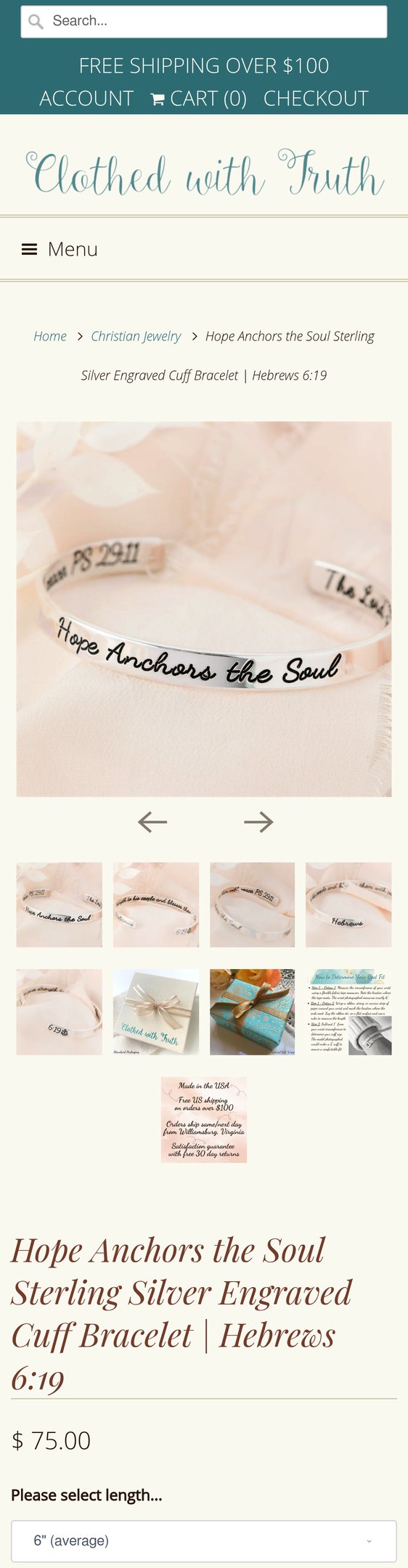 Hope Anchors the Soul Sterling Silver Engraved Cuff Bracelet | Hebrews 6:19