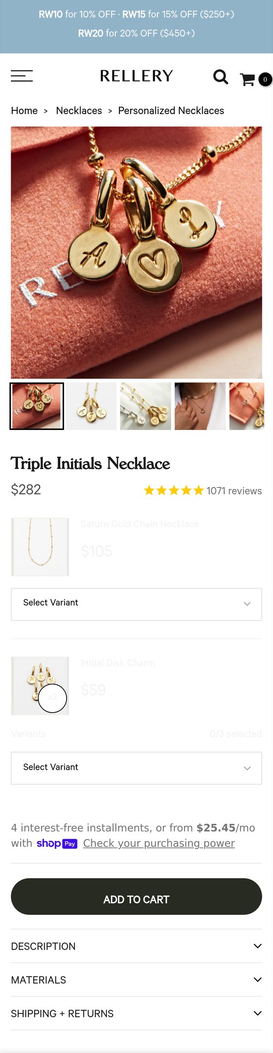 Triple Initials Necklace