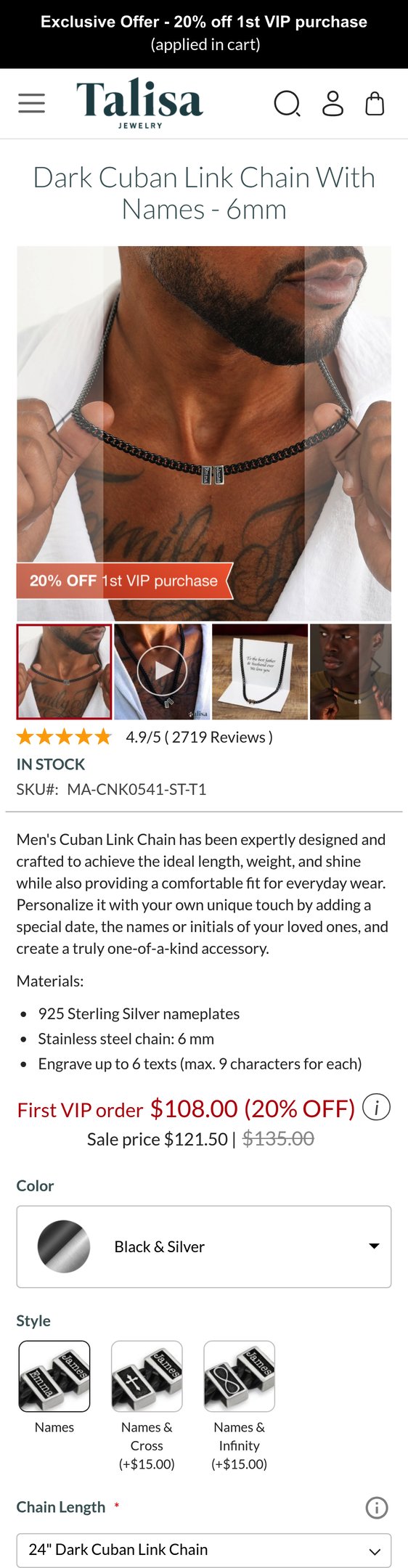 Dark Cuban Link Chain With Names - 6mm