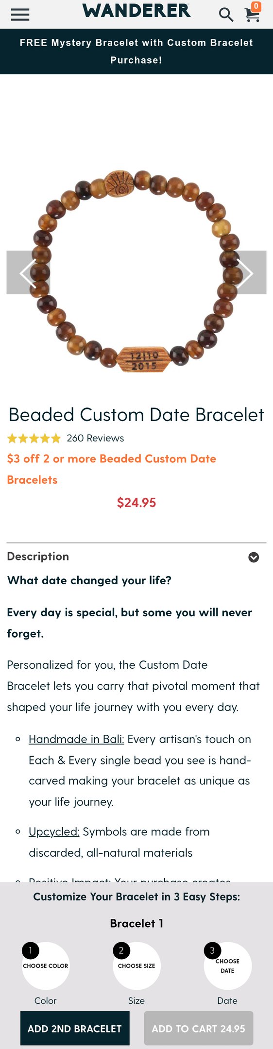 Beaded Custom Date Bracelet