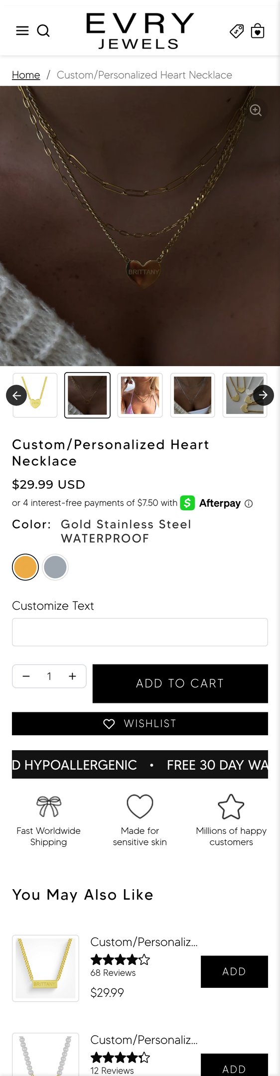 Custom/Personalized Heart Necklace