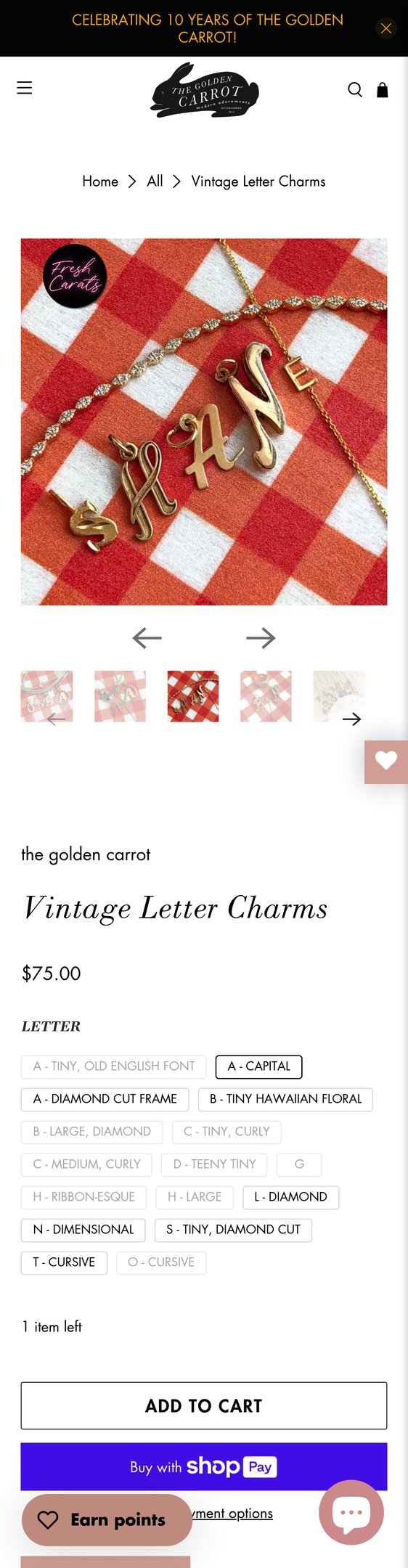Vintage Letter Charms