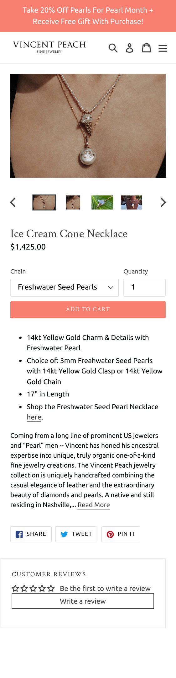Ice Cream Cone Necklace | Vincent Peach Fine Jewelry