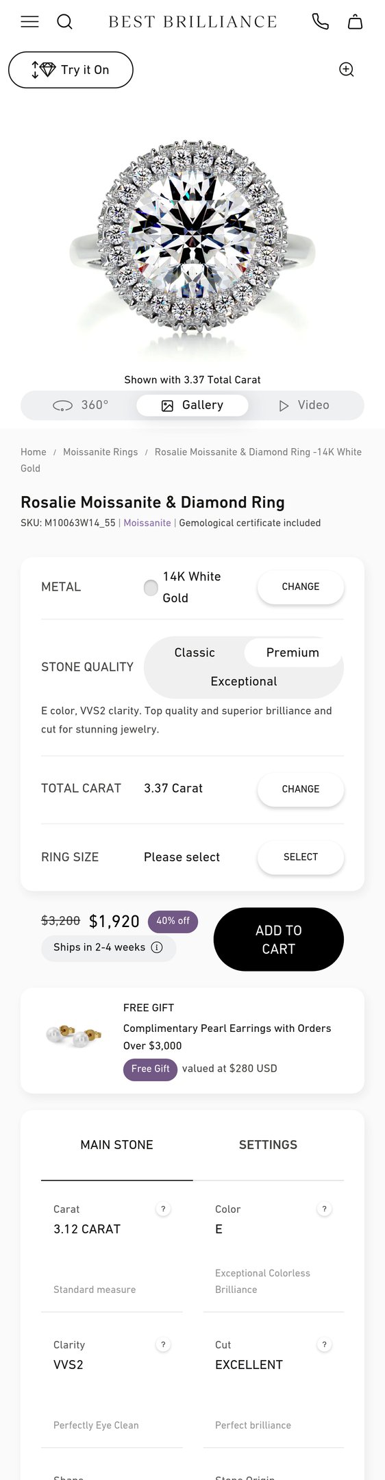 Rosalie Moissanite & Diamond Ring -14K White Gold