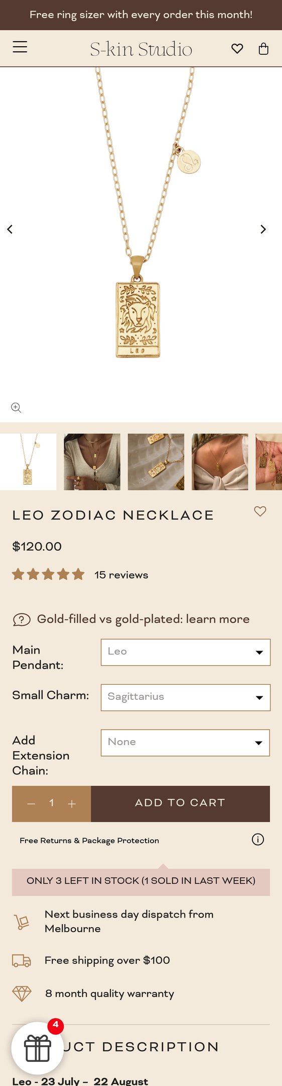 Leo Zodiac Necklace in 18K Gold Filled | Minimal Gold Jewelry