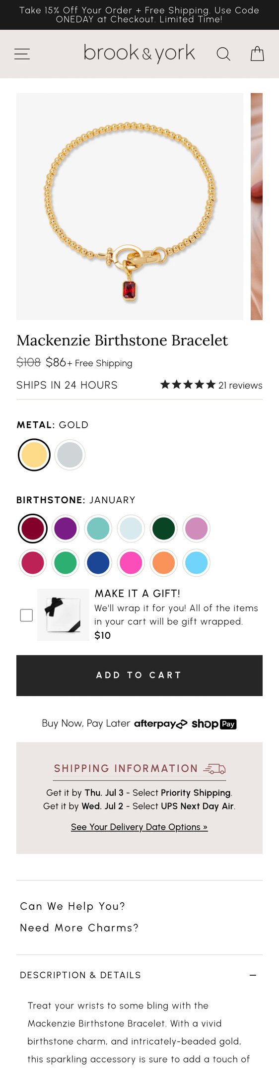 Mackenzie Birthstone Bracelet