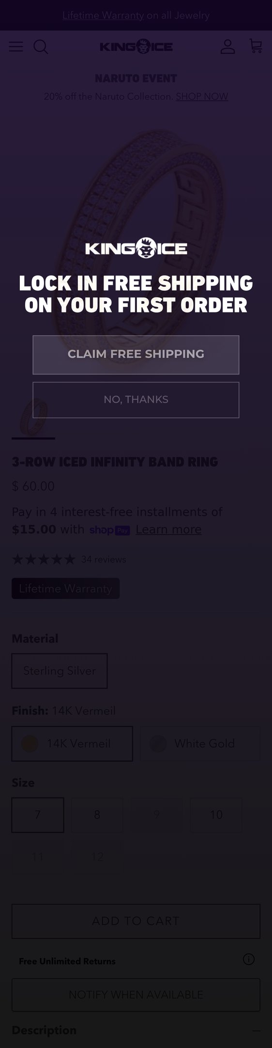 3-Row Iced Infinity Band Ring | Sterling Silver Rings