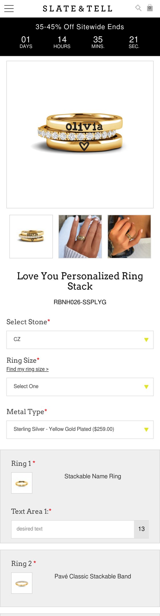 Love You Personalized Ring Stack