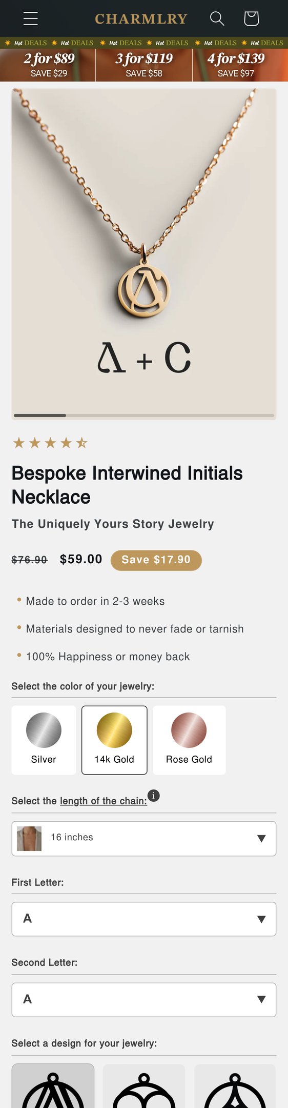 Bespoke Interwined Initials Necklace